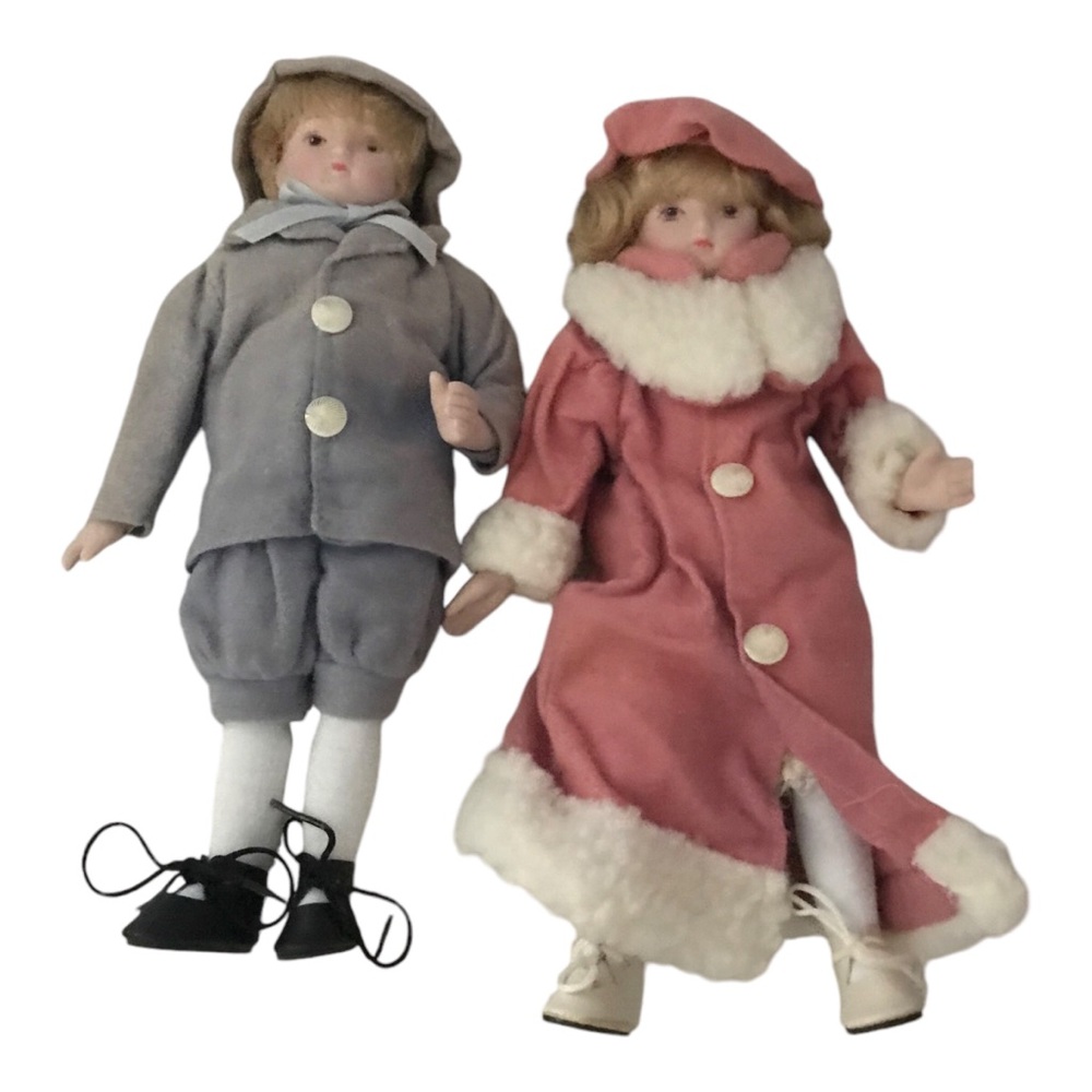 Rare Boy and Girl French Bisque Porcelain Dolls